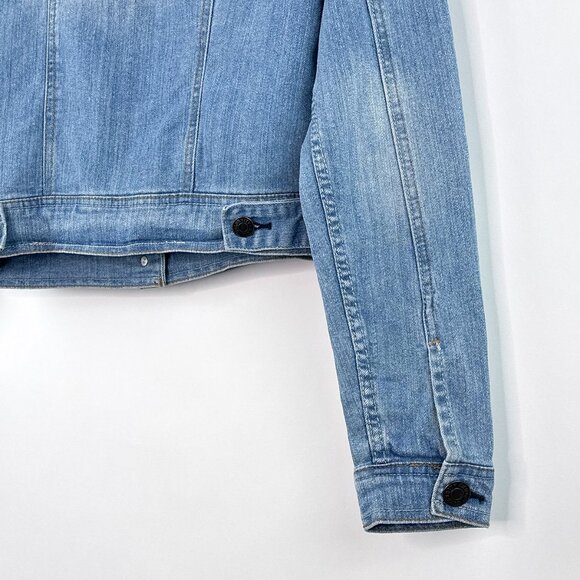 Celebrity Pink Jeans Cropped Denim Jacket Light Wash Distressed Jacket Size S - Picture 12 of 15